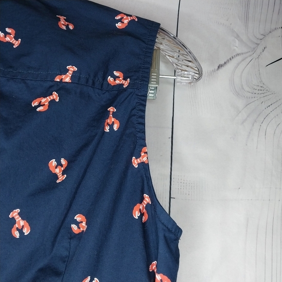 J.Crew Factory Navy Lobster Print Sleeveless Top - Picture 7 of 9